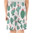thumbnail image 3 of Green Flower Cactus Pattern Athletic Shorts Breathable with Comfort Fit Drawstring Casual Sweatshorts Large, 3 of 9