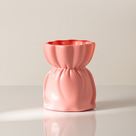 Bcylexb Vintage Plastic Vase for Flowers, 5.9 Inch Textured Flower Vase Minimalist Decorative Vase for Living Room Garden Bedroom Office Decor
