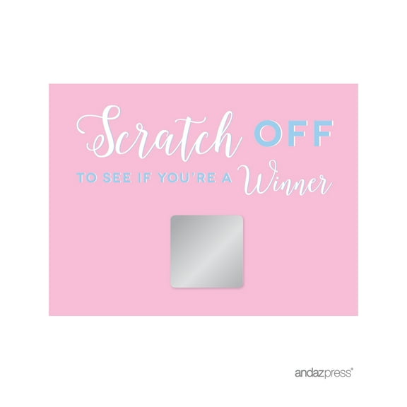 Signature Pink and Blue Gender Reveal Baby Shower, Game Cards Scratchers Scratch to Win, 30-Pack