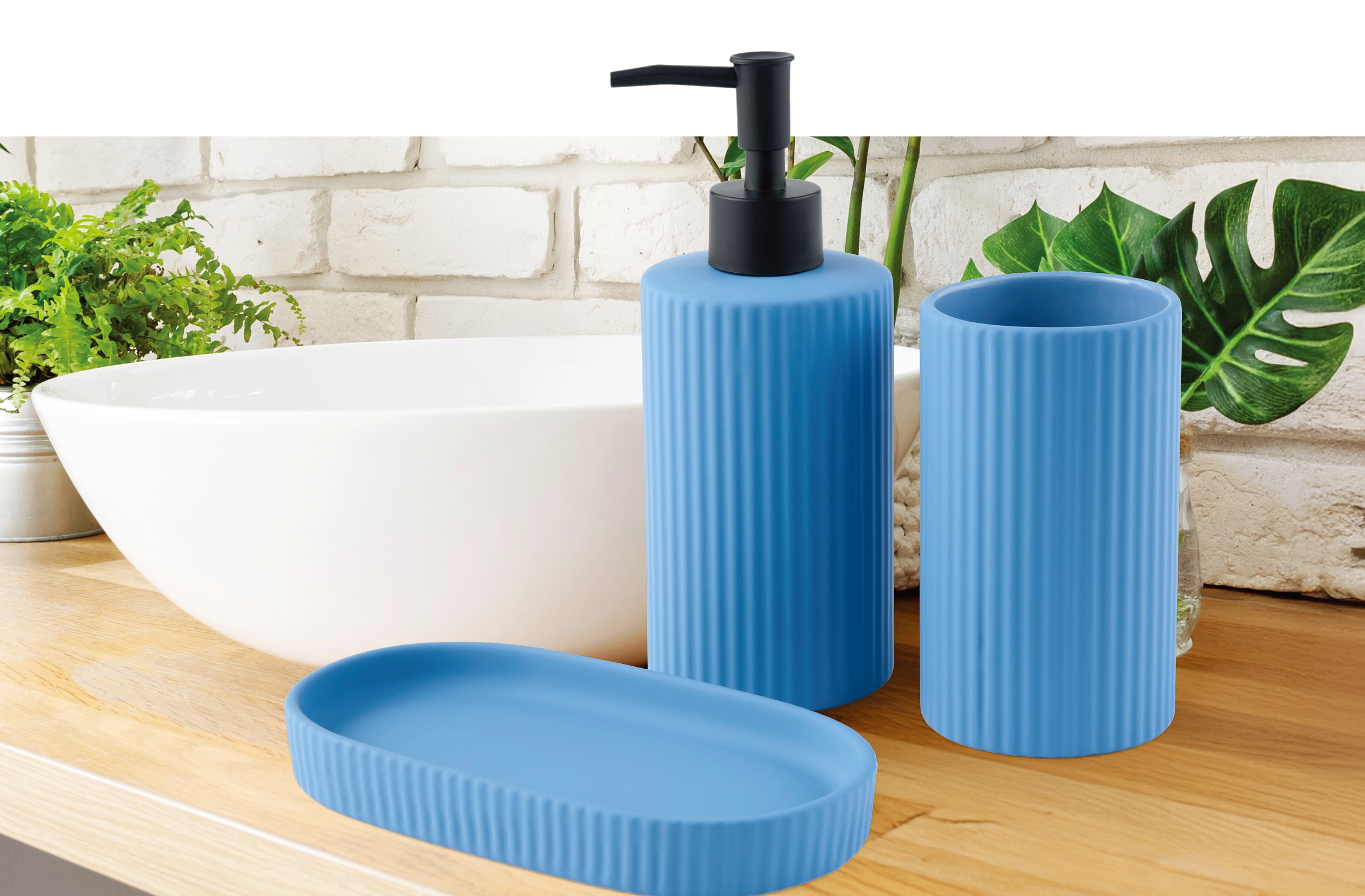 Mainstays By Becky G. & Alejandra 3-Piece Bath Accessory Set, Blue