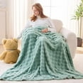 thumbnail image 2 of Twin Blanket for Couch Green Super Soft Flannel Fleece 3D Bubble Lightweight Bed Blanket All Season Use (New Sage Green, Twin(60"x80")), 2 of 9