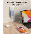 thumbnail image 5 of 65W GaN USB C Charger, 3 Port Flat USB Wall Charger, Ultra-Slim GaN Charger PD3.0&PPS, Foldable Plug for Travel (Light Blue-65W), 5 of 7
