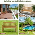 thumbnail image 5 of QRKD Patio Wood Bench with Ergonomic Backrest & Armrests, 2-Person Outdoor Bench, All-Weather Acacia Wood Frame, Loveseat Outside Bench for Garden Balcony Poolside Porch Deck(Acacia B), 5 of 11