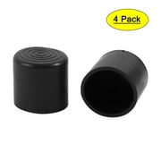 4pcs 25mm Dia Black PVC Rubber Round Chair Leg Insert Floor Cover Protector
