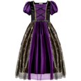 thumbnail image 3 of Witch Cosplay, Witch Costume, Witch Outfit, Witch Roleplay, Purple Gold Witch Dress Costume With Pointed Hat Medieval Gothic Gown Halloween Cosplay Outfit for Holiday Celebration, Dark Purple 100, 3 of 8