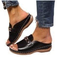 thumbnail image 5 of Xdegoge Mules for Women Wedge Slide Sandals Peep Toe Classic Horsebit Hardware Backless Slip On Dressy Casual Office Summer Comfort Daily Walking Shoes, 5 of 6