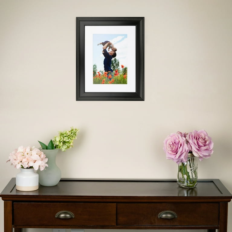 ArtToFrames 10x14 inch Matte Black with Beads Picture Frame Black