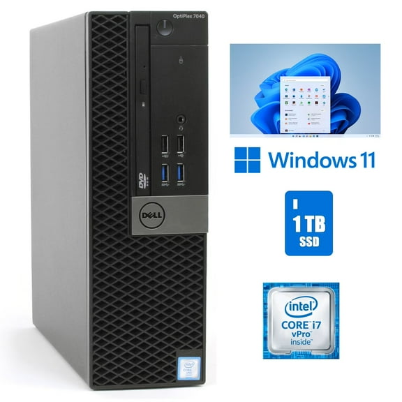 Restored Dell Core i7 32GB Ram OptiPlex 7040 SFF Desktop Computer 1TB SSD Windows 11 Pro (Refurbished)