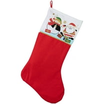 Santa and Snowman Christmas Stocking - 19" - Red and White