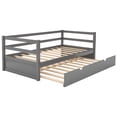 thumbnail image 5 of Twin Daybed with Trundle Frames Solid Wood Twin Size Bed with Roll-Out Trundle, Gray, 5 of 6