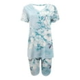 thumbnail image 4 of Blusas para las Mujeres Casual, Cuello en V de Manga Corta Impresa Superior Y Suelto Pantalones Cortos, Conjuntos de Moda de Verano, 4 of 4