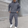 thumbnail image 2 of sususu Suit for Men Wedding,City Name Hooded Sweatshirt and Jogger Set Mens Casual Athletic Streetwear Outfit for Comfortable Daily Wear - Grey, 2 of 5