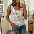 thumbnail image 5 of Tank Tops for Women Sleeveless Round Neck Plaid Button Shirts, 5 of 9
