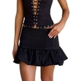 thumbnail image 2 of Yunliwuli Women Bubble Skirt, Low Waist Pleated Solid Summer Mini Skirt Streetwear for Casual Daily, 2 of 10