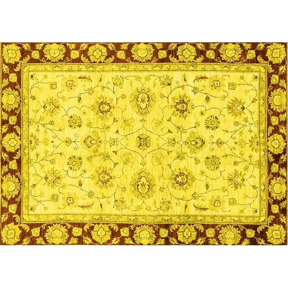 Ahgly Company Indoor Rectangle Oriental Yellow Traditional Area Rugs, 8' x 12'