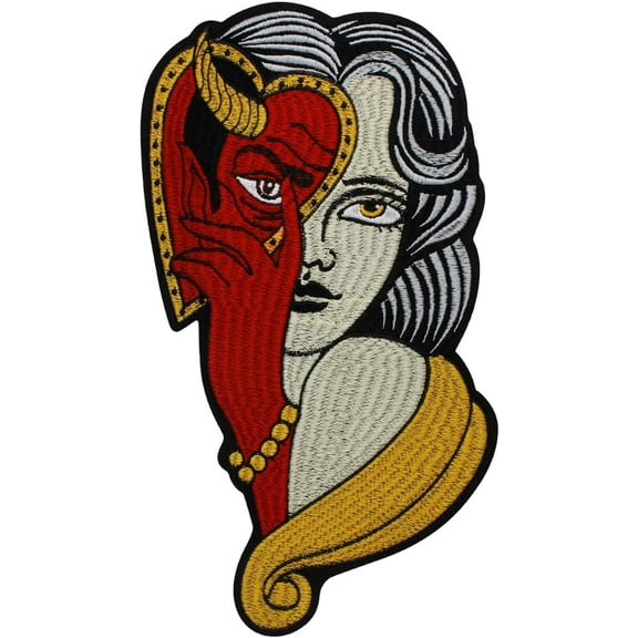 Mysterious Woman Embroidered Badge Lron on Sew on Patch DIY Costume Jean Bags Motorcycle Biker Fabric Sewing Appliqué Pimple Patches for Jackets