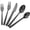 Black, variant on Scheam 5 Pcs Matte Satin Finish Flatware,Stainless Steel Knives Forks and Spoons Set,Mirror Polished Tableware for Home Kitchen Restaurant, Dishwasher Safe (Gold)