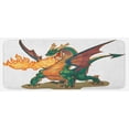 thumbnail image 1 of Dragon Kitchen Mat, Mythical Spitting Monster Dreamy Mascot Reptilian Culture Cartoon, Plush Decorative Kitchen Mat with Non Slip Backing, 47" X 19", Hunter Green Dark Orange, by Ambesonne, 1 of 1