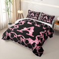 thumbnail image 3 of Manfei Pink Bow Letter A Twin Quilt Set, Kawaii Ribbon Twin Coverlet Set for Girls Women, 3 of 7