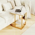 thumbnail image 4 of Gymax C-Shaped Side Table Compact 2-tier Storage End Table for Small Space White, 4 of 9