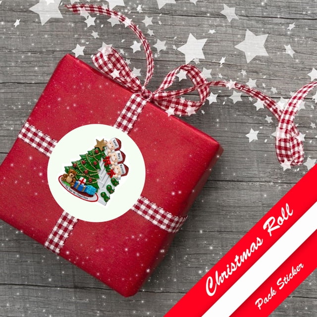500 uds/rollo de pegatinas navideñas estampadas de 2,5 cm, sobre redondo, tarjetas de regalo, etiquetas de paquete
