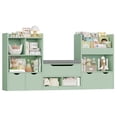 thumbnail image 5 of Hiphuta 72"Wide Kids Bookcase with Reading Nook and Under Bench Storage, Wooden Toy Storage Organizer & Book Rack for Kids Room, Green, 5 of 7
