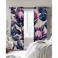 thumbnail image 4 of Blue Purple Botanical Blackout Curtains for Bedroom Living Room Darkening Curtains 84 Inch Length 2 Panels Set Spring Flowers Summer Retro Window Curtain Window Treatment Grommet Drapes 52"x84", 4 of 9