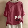 thumbnail image 1 of Shorts pour Femmes, Blouses pour Femmes, T-Shirt Imprimé pour Femmes Manches Courtes Blouse Col Rond Hauts Décontractés, 1 of 4