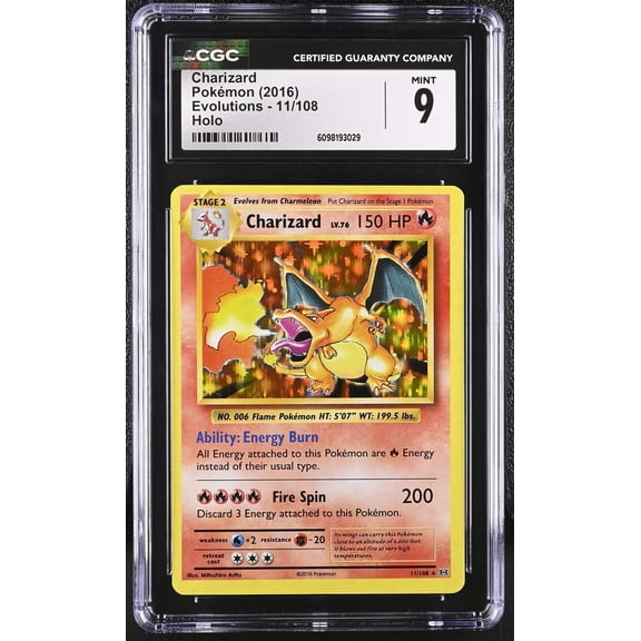 Collectible Graded 2016 Pokemon Evolutions Charizard Holo 11/108 CGC 9 #11/108 English Trading Card