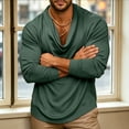 thumbnail image 6 of Zivyakyron Casual Mens Tops Cowl Neck Long Sleeve Satin Fall Loose Pullover Soft Going Out Shirt Solid Green XL, 6 of 6