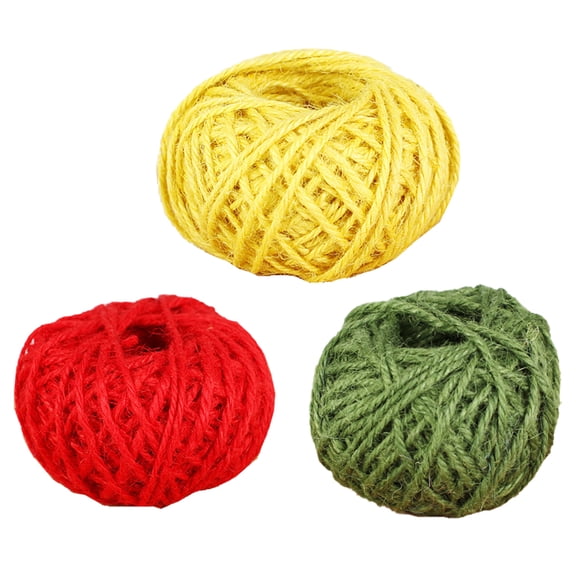 3pcs Handmade Colorful Rope Set for Landscaping, Party Decor, and Kids - 2mm Thick, 50M Length in Red, Yellow & Dark Green