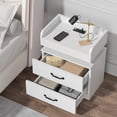 thumbnail image 3 of Catrimown Led Nightstand Set of 2, Led Night Stand  with Charging Station, 2 Drawers Bedside Table, 23'' Modern End Side Table for Bedroom Living Room, White, 3 of 8