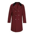 thumbnail image 4 of ZCFZJW Men's Oversized Notched Long Faux Wool Blend Trench Coat Single Breasted Knee Length Lapel Winter Jacket Outwear Tops Red L, 4 of 6
