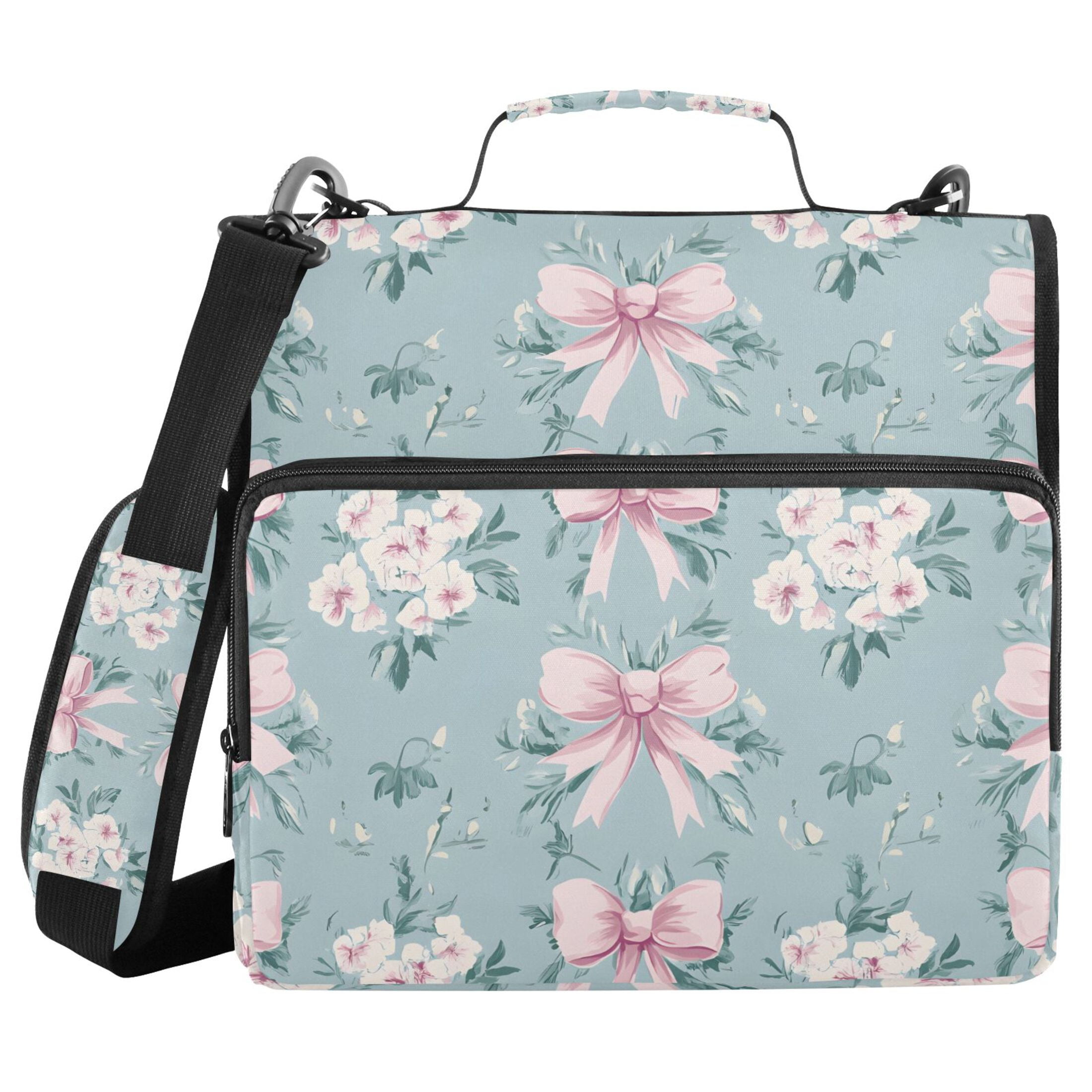 ALAZA Zipper Binder Bows Floral 3 Ring Trapper Keeper File Folder Organizer Bag