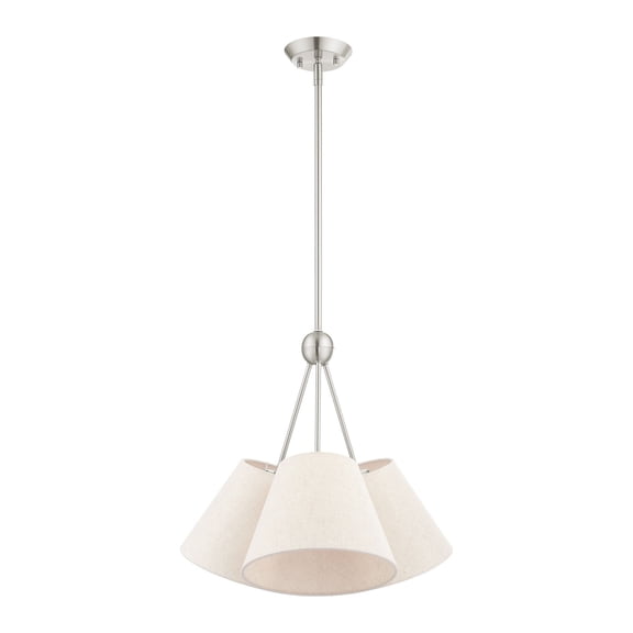 41383-91 Livex Lighting Prato - 3 Light Chandelier in Modern Style - 21 Inches wide by 20.5 Inches high-Brushed Nickel Finish    -Traditional