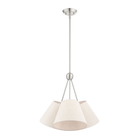 41383-91 Livex Lighting Prato - 3 Light Chandelier in Modern Style - 21 Inches wide by 20.5 Inches high-Brushed Nickel Finish -Traditional