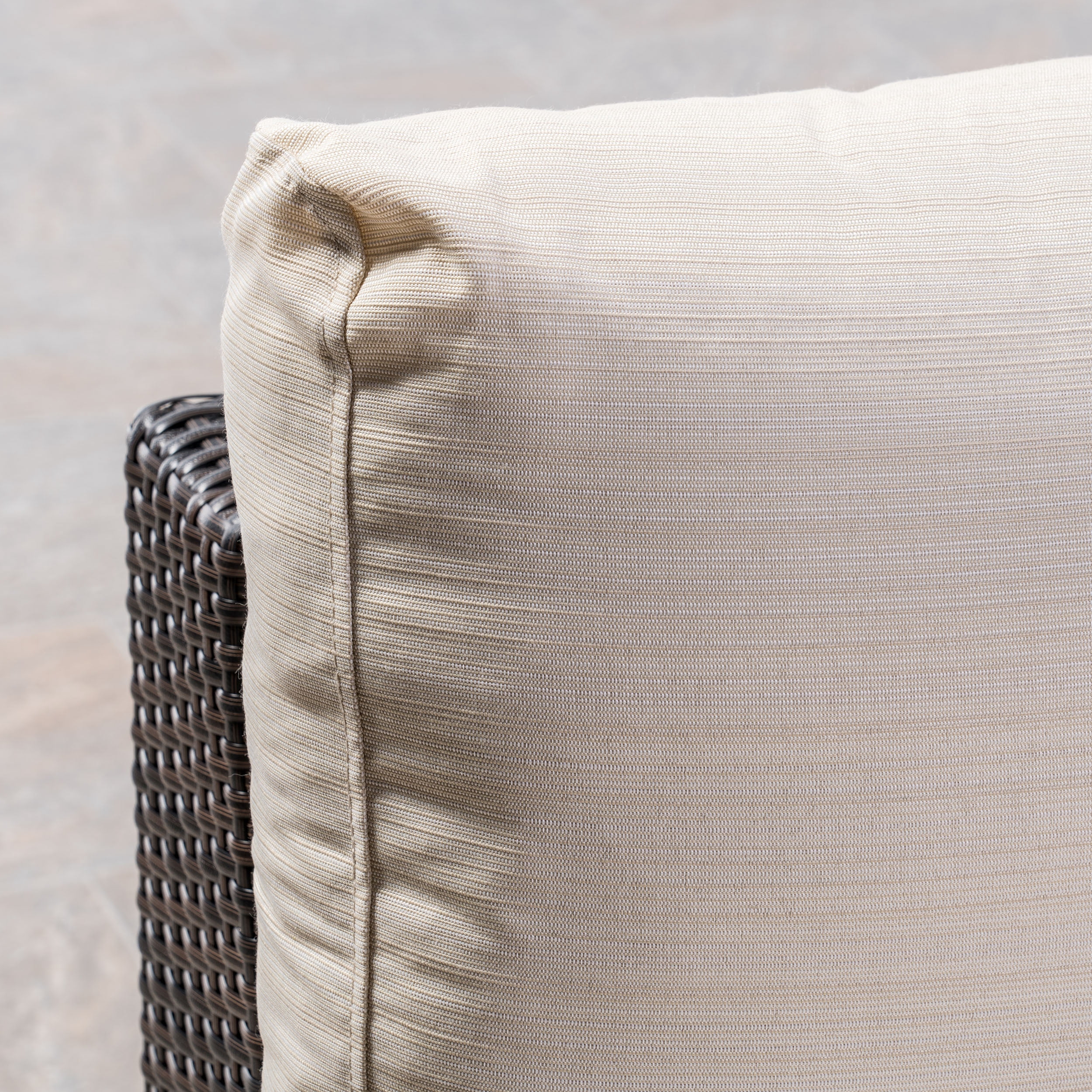 Outdoor 5 Seater Wicker Sectional Sofa Set with Cushions, Multibrown,Beige