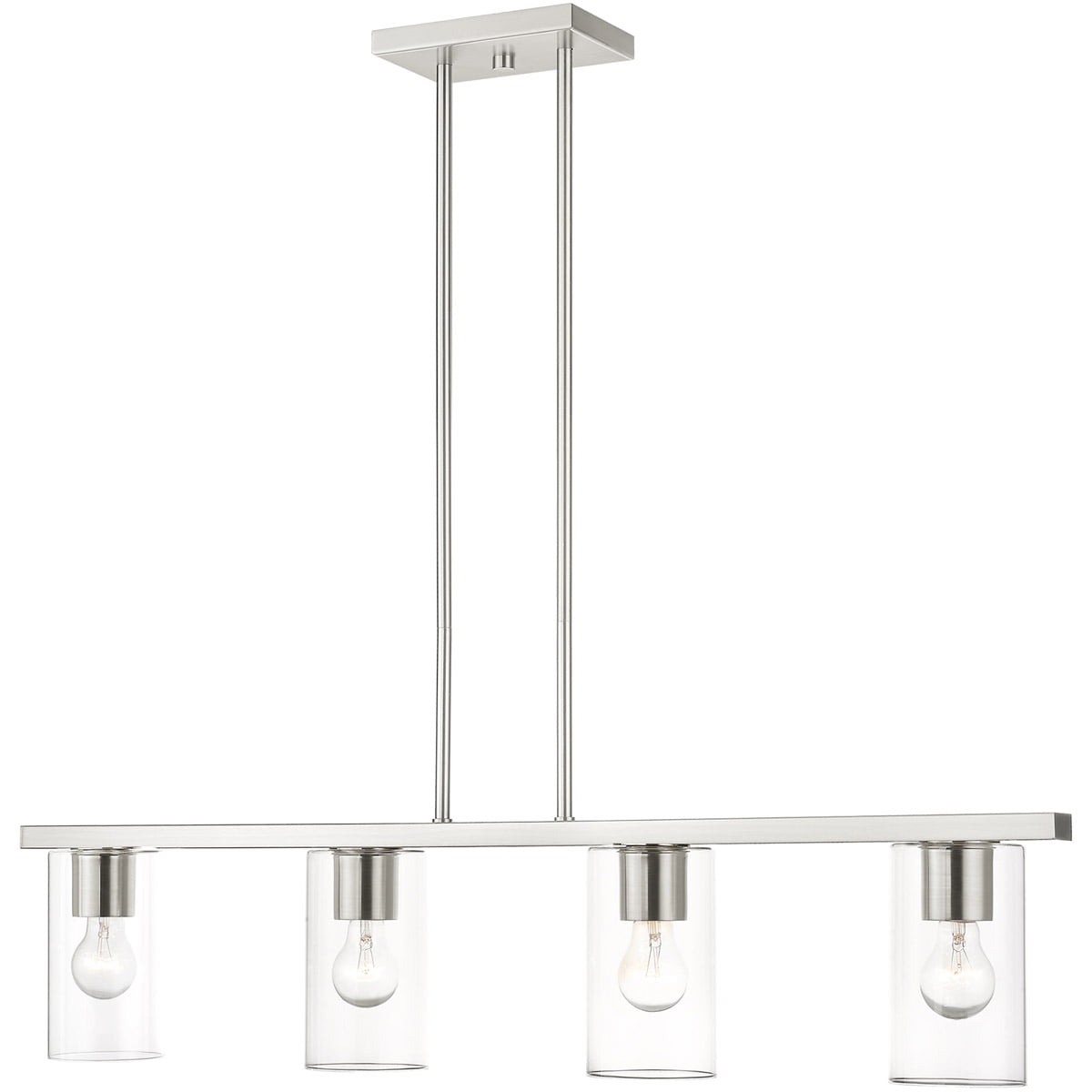 4.5 inch 4 Light Brushed Nickel Chandelier with Clear Glass Shade