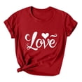 thumbnail image 3 of VKOYWKM Women's Heart Print Tees Valentines Day T-Shirts Short Sleeve Loose Fit Holiday Tops Spring T-Shirt Casual Crew Neck Romantic Valentine T-Shirts, 3 of 6