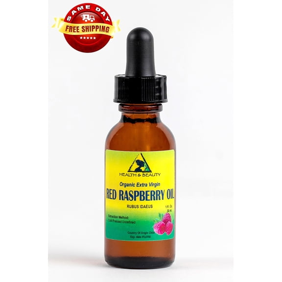 RED RASPBERRY SEED OIL UNREFINED ORGANIC COLD PRESSED PURE GLASS DROPPER 1 OZ