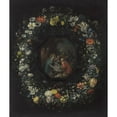 thumbnail image 2 of Frans Francken the Younger 20x23 Black Ornate Framed Double Matted Museum Art Print Titled: Garland of Flowers with Adoration of the Shepherds (C. 1625-1630), 2 of 5