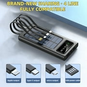 40000mAh Solar Power Bank Battery Pack with 4 Cables, DFITO Portable Solar Charger with Dual 5V USB Ports