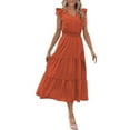 Casual Dresses for Women Ruffle Trim Sleeveless V Neck Long Dress
