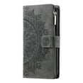 thumbnail image 3 of Nalacover for Samsung Galaxy S24 Plus Embossed Floral Pattern PU Leather Crossbody Case with Shoulder Strap,Shockproof Magnetic Flip Kickstand Credit Card Slots Zipper Pocket Wallet Phone Case,Gray, 3 of 11