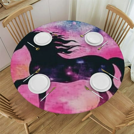 

Patifu Unicorn Stars Round Tablecloth 100% Polyester Outdoor Picnic Camping and Indoor Kitchen Dining Party Table Cloth 54 -58