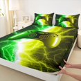 thumbnail image 5 of meiyoeat Neon Lightning Gamer Full Size Sheets for Teens Boys, Electric Green Yellow Gaming Bed Sheets, 4pcs, 1 Flat Sheet, 1 Fitted Sheet and 2 Pillowcases, 5 of 6