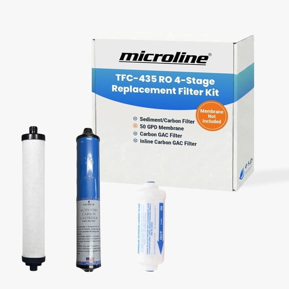 Microline TFC-435 Reverse Osmosis Replacement Filter Kit | 4-Stage RO System Maintenance Set for Clean & Pure Drinking Water