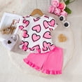 thumbnail image 4 of Spazoro Toddler Girls Cute Outfit Sets, Love Print Crew Neck Summer 2-Pieces Short Sleeve Shirt and Shorts Sets Pink Size 6 Months, 4 of 8