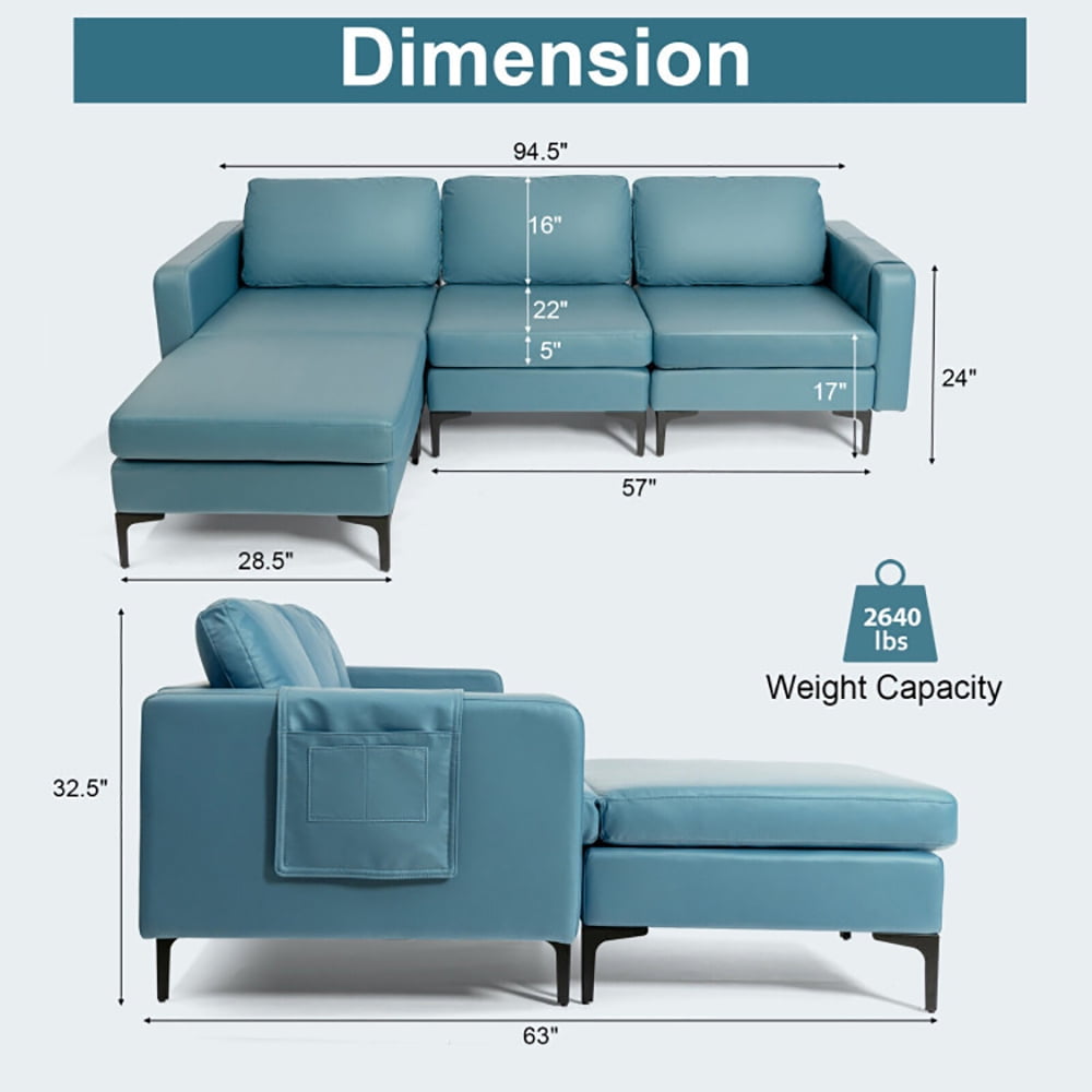 Finihen L-shaped Sectional Sofa Couch, Convertible Sectional Sofa, Modular L-shaped Sectional Sofa with Reversible Chaise and 2 USB Ports, for Living Room, Green Finihen L-shaped Sectional Sofa Couch, Convertible Sectional Sofa, Modular L-shaped Sectional Sofa with Reversible Chaise and 2 USB Ports, for Living Room, Green