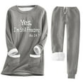 thumbnail image 1 of DPTALR Ensemble pour Femmes à Col Rond avec Poche, Isolation en Peluche Épaissie, Haut à Manches Longues et Pantalon en Peluche, 1 of 4